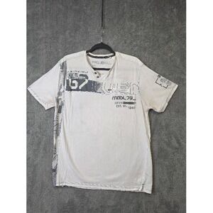PROJEK RAW Mens Large White‎ Graphic Print Short Sleeve Casual T Shirt